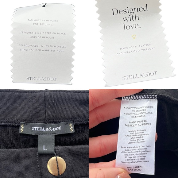 Stella & Dot Womens Large Black Gold Snap Boatneck Dolman Sleeve Jersey Knit Top - Picture 4 of 15